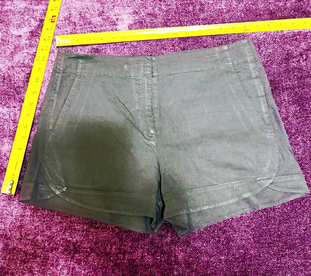Theory Women’s Black Chino Cotton Twill Mid Rise Flat Front Shorts Size 10